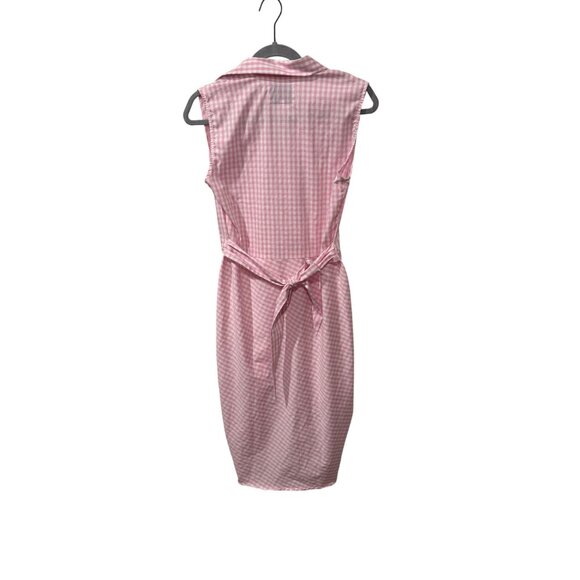 Pink Gingham Sleeveless Button-Down Dress The Shirt Rochelle Behrens Size S NWT - Picture 6 of 6